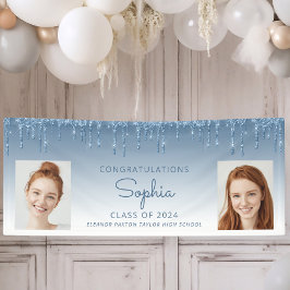 2024年クラスのブルーグリッター2写真卒業 横断幕
