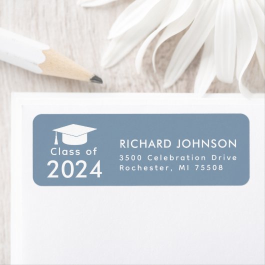 2024年クラスのブルーホワイト卒業リターン ラベル (インサイチュ)