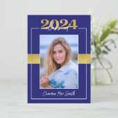 2024年クラスのブルー&金ゴールド卒業パーティー 招待状 (スタンド正面)