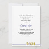 2024年クラスのブルー&金ゴールド卒業パーティー 招待状 (裏面)