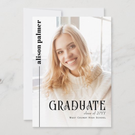 2024年クラスのミニマル写真卒業 案内状 (正面)