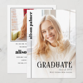 2024年クラスのミニマル写真卒業 案内状