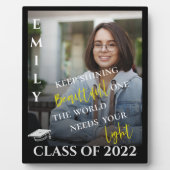 2024年クラスの保輝く引用文写真卒業 フォトプラーク (正面)