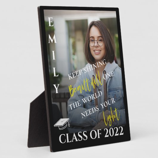 2024年クラスの保輝く引用文写真卒業 フォトプラーク (側面)