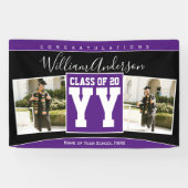 2024年クラスの紫と黒の卒業写真 横断幕 (横)