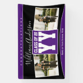 2024年クラスの紫と黒の卒業写真 横断幕 (縦)