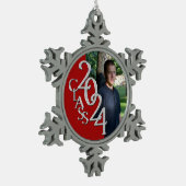 2024年クラスの赤い卒業写真 スノーフレークピューターオーナメント