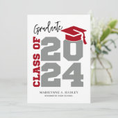 2024年クラスの赤と灰色の卒業 招待状 (スタンド正面)