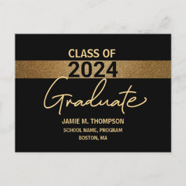 2024年クラスの金ゴールドとブラック卒業の発表 ポストカード