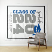 2024年クラスの青と灰色のフォトブース タペストリー (インサイチュ(横))