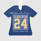 2024年クラスエレガントブルー王室のと金ゴールドの卒業 オーナメント (正面)