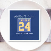 2024年クラスエレガントブルー王室のと金ゴールドの卒業 スタンダードカクテルナプキン