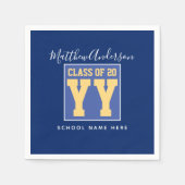 2024年クラスエレガントブルー王室のと金ゴールドの卒業 スタンダードカクテルナプキン (正面)