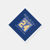 2024年クラスエレガントブルー王室のと金ゴールドの卒業 スタンダードカクテルナプキン (角)