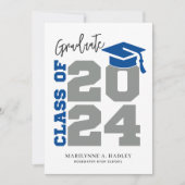 2024年クラスシンプルブルー卒業発表 案内状 (正面)