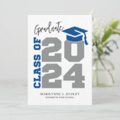 2024年クラスシンプルブルー卒業発表 案内状 (スタンド正面)