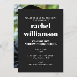 2024年クラス写真卒業パーティー白黒 招待状