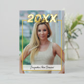 2024年クラス卒業エレガントブラック&金ゴールド 箔招待状 (立ち正面)