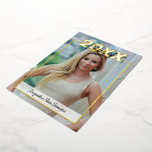 2024年クラス卒業エレガントブラック&金ゴールド 箔招待状 (回転した状態)