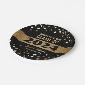 2024年クラス卒業金ゴールド白黒紙吹雪 ペーパープレート (アングル)