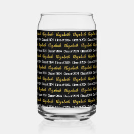 2024年クラス及び大学院名白黒金ゴールド ガラス缶