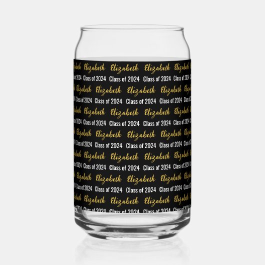 2024年クラス及び大学院名白黒金ゴールド ガラス缶 (正面)