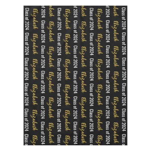 2024年クラス及び大学院名白黒金ゴールド テーブルクロス (正面)