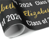 2024年クラス及び大学院名白黒金ゴールド ラッピングペーパー (ロールコーナー)