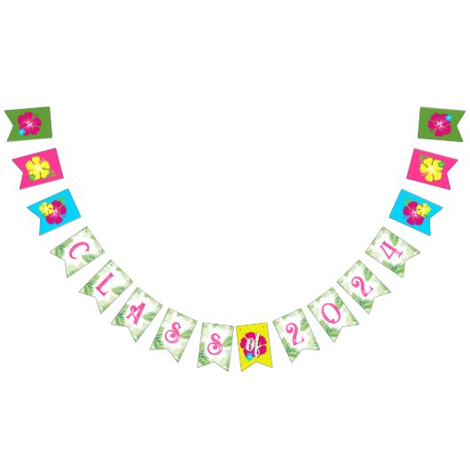 2024年クラス熱帯ルアウ(ハワイ式宴会)卒業バナー バンティングフラッグ (全)