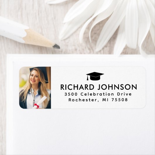 2024年クラス白黒卒業写真リターン ラベル (インサイチュ)