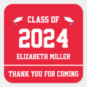 2024年クラス赤と白卒業 スクエアシール (正面)