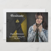 2024年クラス金ゴールドタッセル大学写真卒業 招待状 (正面)