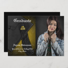 2024年クラス金ゴールドタッセル大学写真卒業 招待状