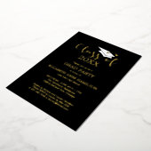 2024年クラス高校の大学院パーティーブラック金ゴールド 箔招待状 (回転した状態)