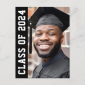 2024年クラス黒モダン卒業写真 ポストカード (正面)