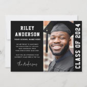 2024年クラス黒モダン卒業写真 案内状 (正面)