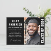 2024年クラス黒モダン卒業写真 案内状 (スタンド正面)