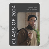 2024年クラス、ミニマル写真卒業カード 箔シーズンカード (正面)