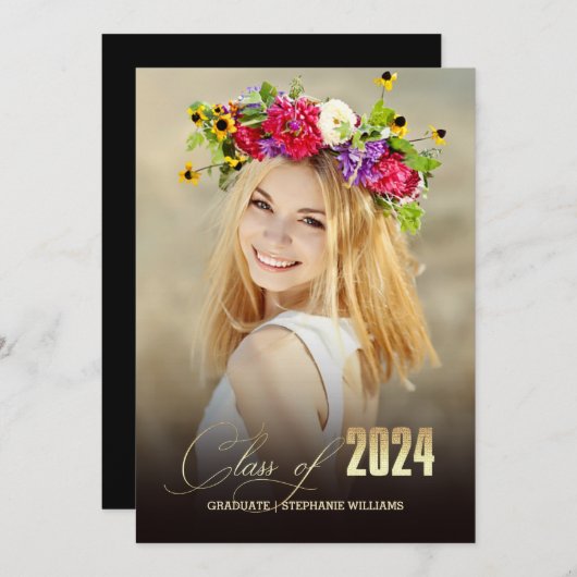 2024年クラス |写真卒業パーティー 招待状 (正面/裏面)