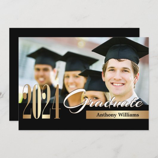 2024年クラス |写真卒業パーティー 招待状 (正面/裏面)