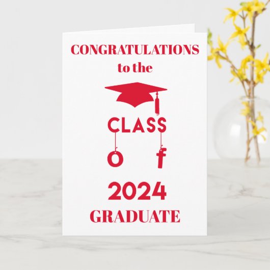 2024年クラス – 卒業 – 赤 カード (黄色い花)