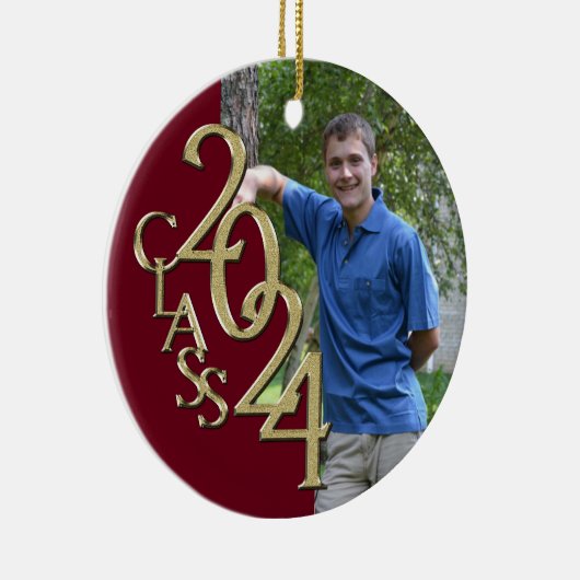 2024年クラスBurgundyと金ゴールド大学院写真 セラミックオーナメント (右)