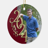 2024年クラスBurgundyと金ゴールド大学院写真 セラミックオーナメント (左)