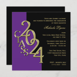 2024年クラスGrad Purpleと金ゴールド 招待状