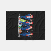 2024年クリスマスドナルドトランプ大統領踊りファン フリースブランケット (正面(横))