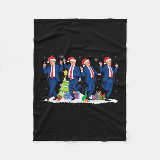 2024年クリスマスドナルドトランプ大統領踊りファン フリースブランケット (正面)