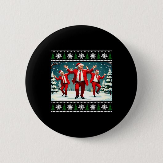 2024年クリスマスドナルドトランプ大統領踊りファン 缶バッジ (正面)