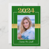 2024年グリーン&金ゴールド卒業パーティー 招待状 (正面)