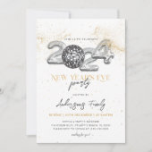 2024年ゴールデン新年のパーティーディスコボール 招待状 (正面)