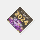 2024年ゴールドフォイルパープルバルーン2024年卒業 スタンダードカクテルナプキン (角)